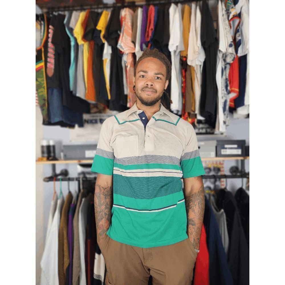 Vintage IZOD Club Golf Polo Shirt - Men's Large - Light Khaki/Green/Black